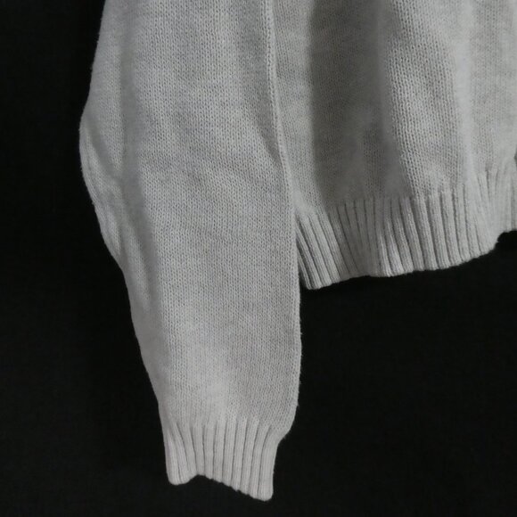 Women's Grey Cropped Sweater | medium | Red and Blue Striped Sleeves - Picture 12 of 15